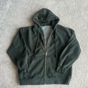 John Galt dark green zip up with hoodie